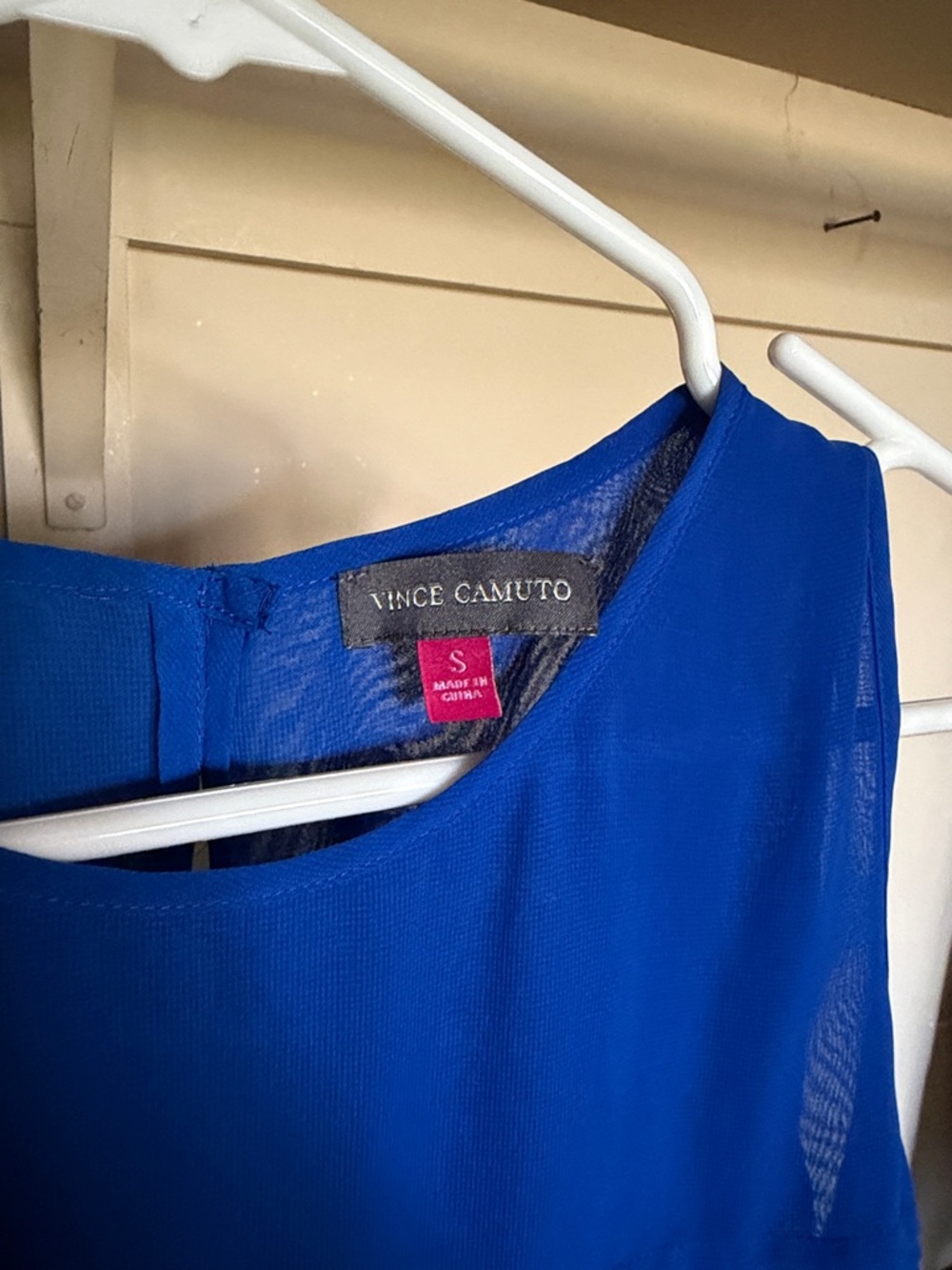 Vince Camuto Royal Blue Layered Chiffon Tank - Picture 2 of 4